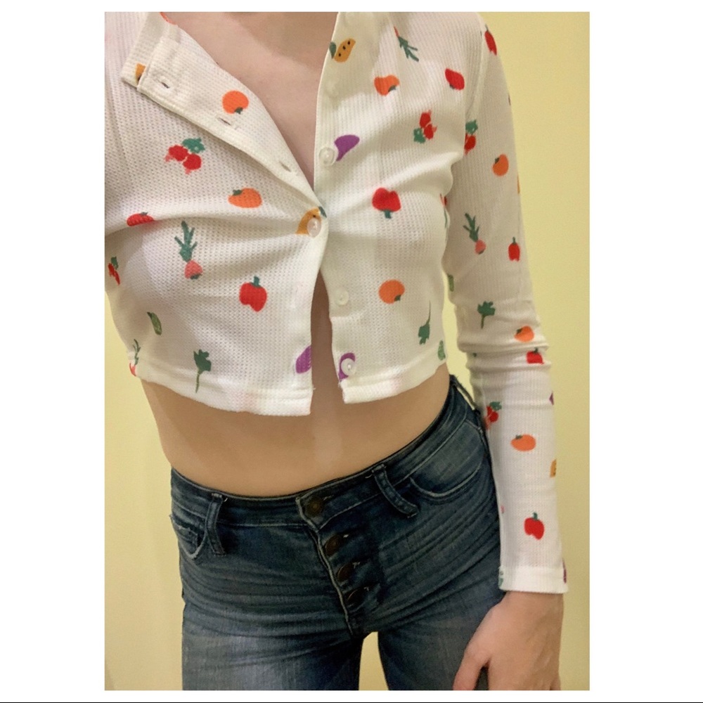 WILL RE-STOCK🔥y2k crop fruit pattern cardigan - Picture 5 of 10